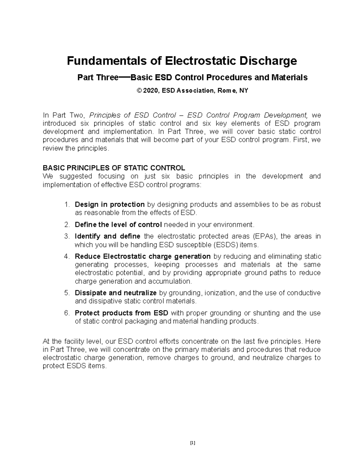 Fundamentals of ESD Part 3 Basic ESD Control Procedures and Materials ...