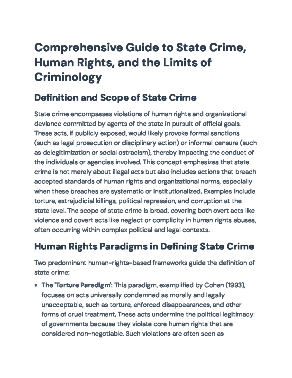 Comprehensive Analysis of State Crime & Human Rights Issues (CRIM 401 ...