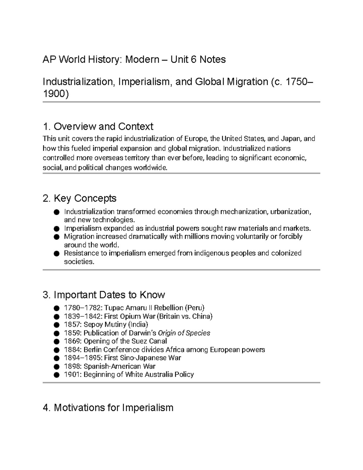 AP World History: Modern Unit 6 Notes on Industrialization ...