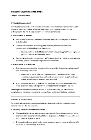 IBT Reviewer Chapter 3 - INTERNATION BUSINESS AND TRADE Chapter 3 ...