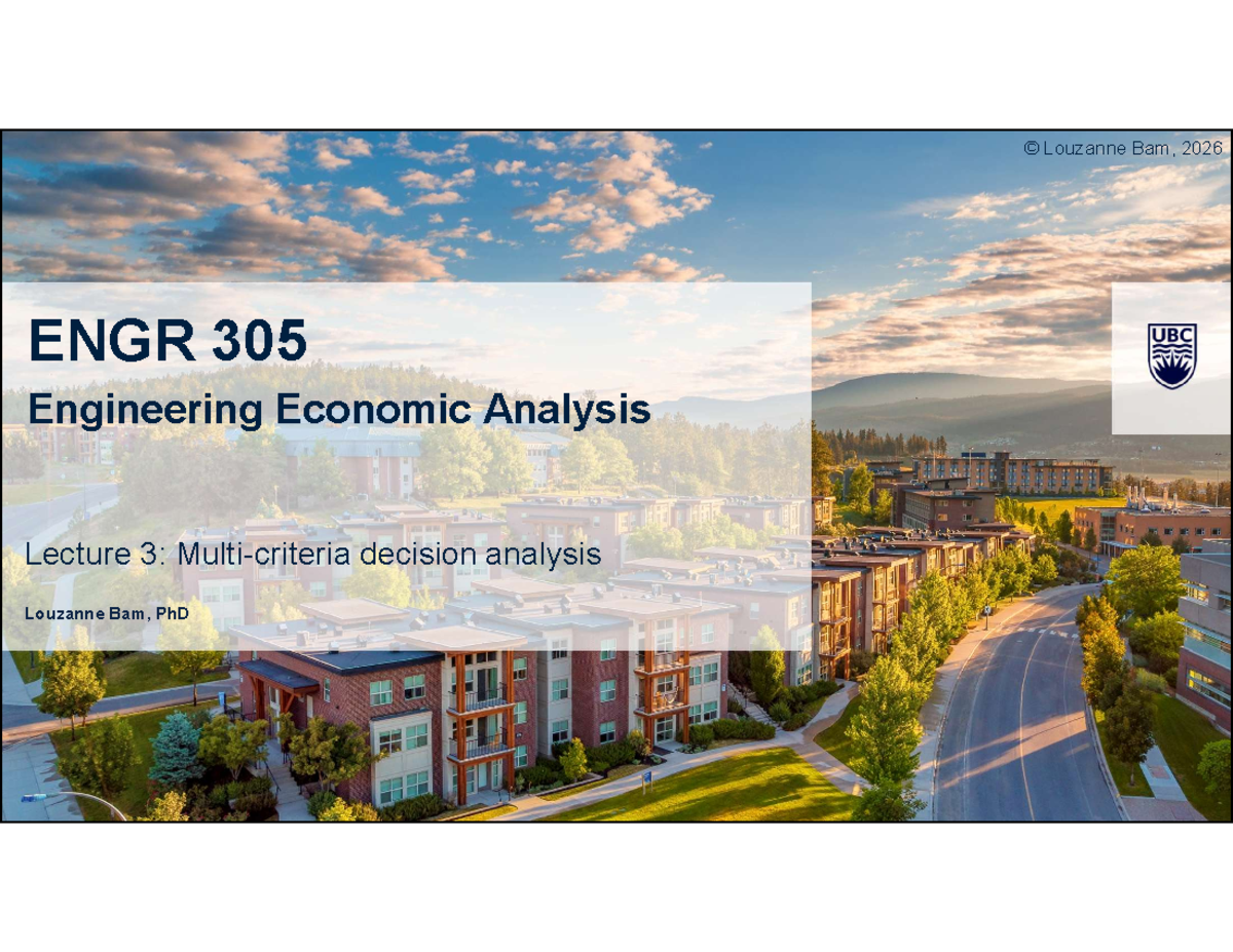 ENGR 305 - Lecture 3: Decision Analysis in Engineering Economic ...