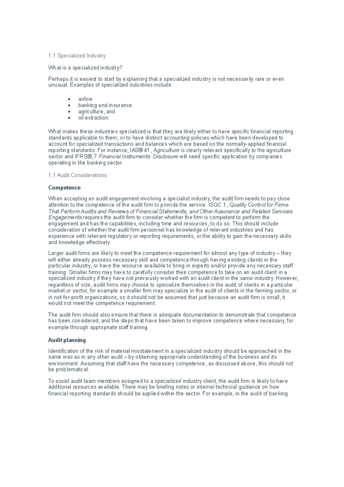 Introduction to Specialized Industries (SP-101) for Accounting ...