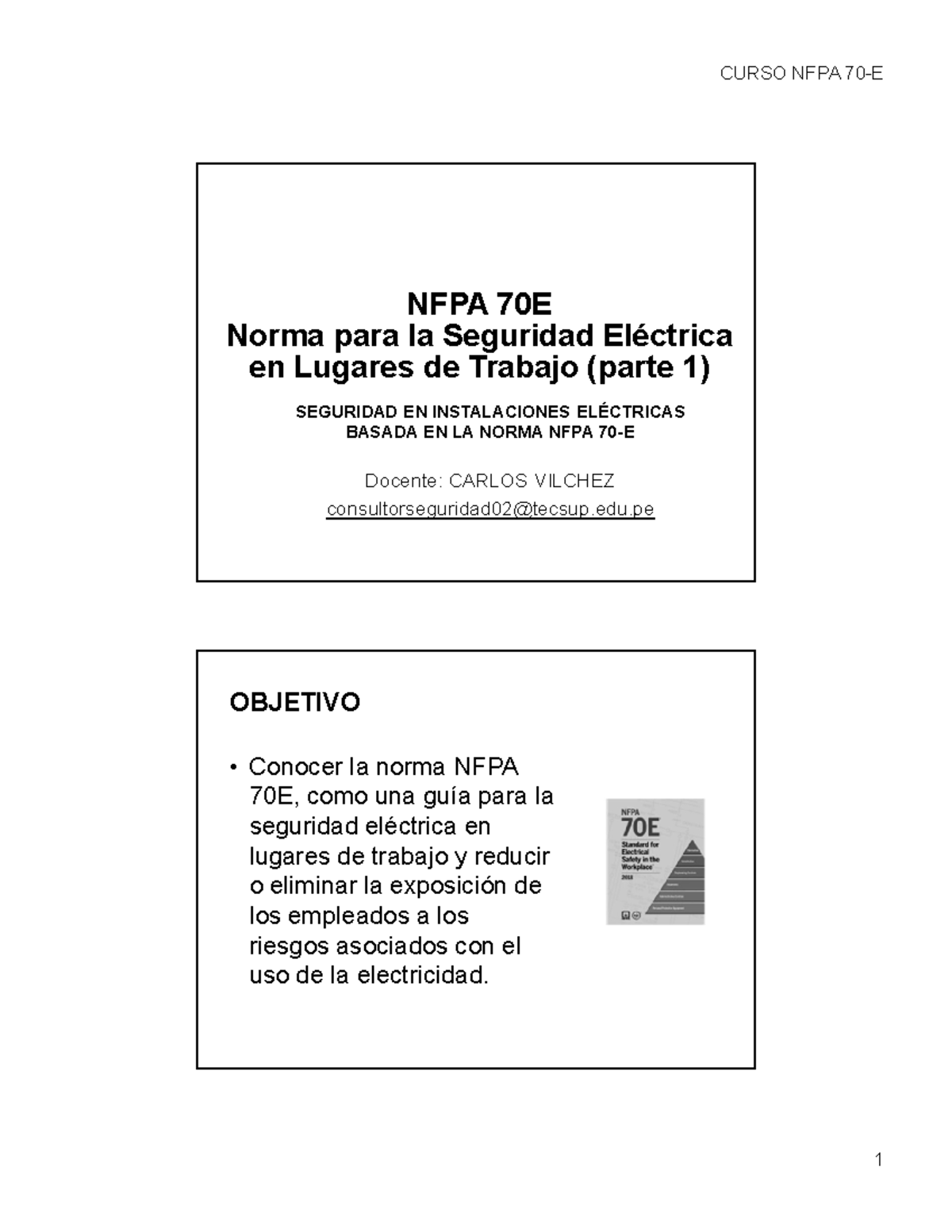 Curso NFPA 70E: Seguridad Industrial en Instalaciones Eléctricas - Document Preview