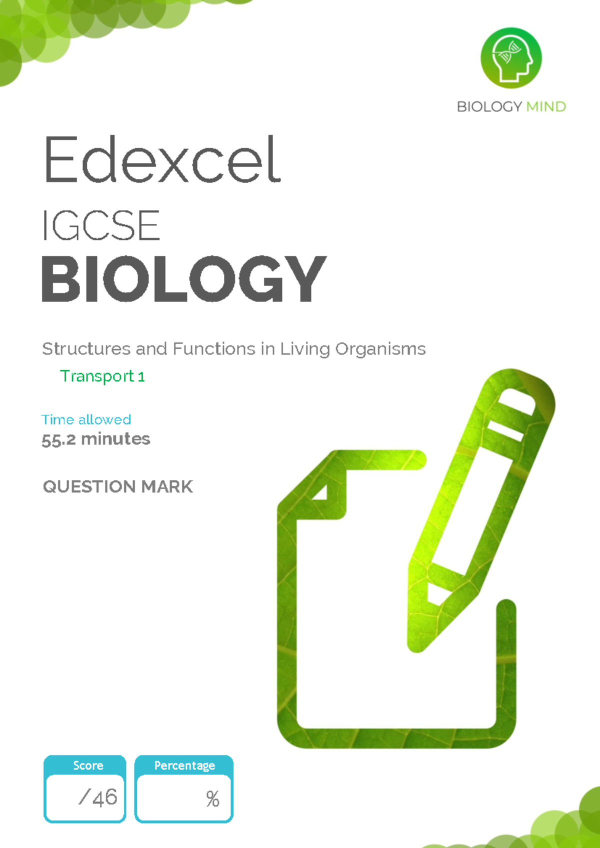 Edexcel IGCSE BIOLOGY Transport 1 Question Paper - Studocu
