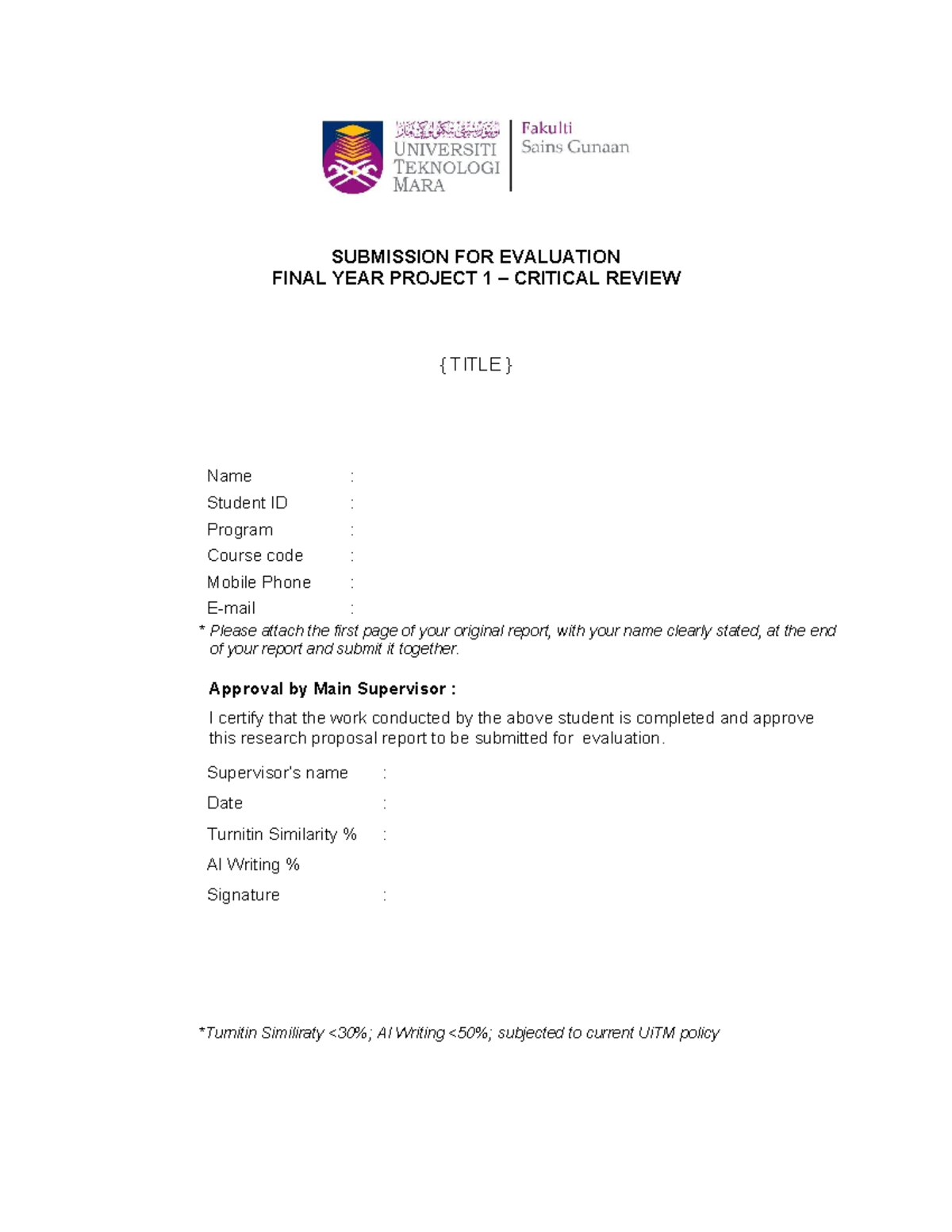 fsg-fyp1-template-critical-review-guidelines-20252-studocu