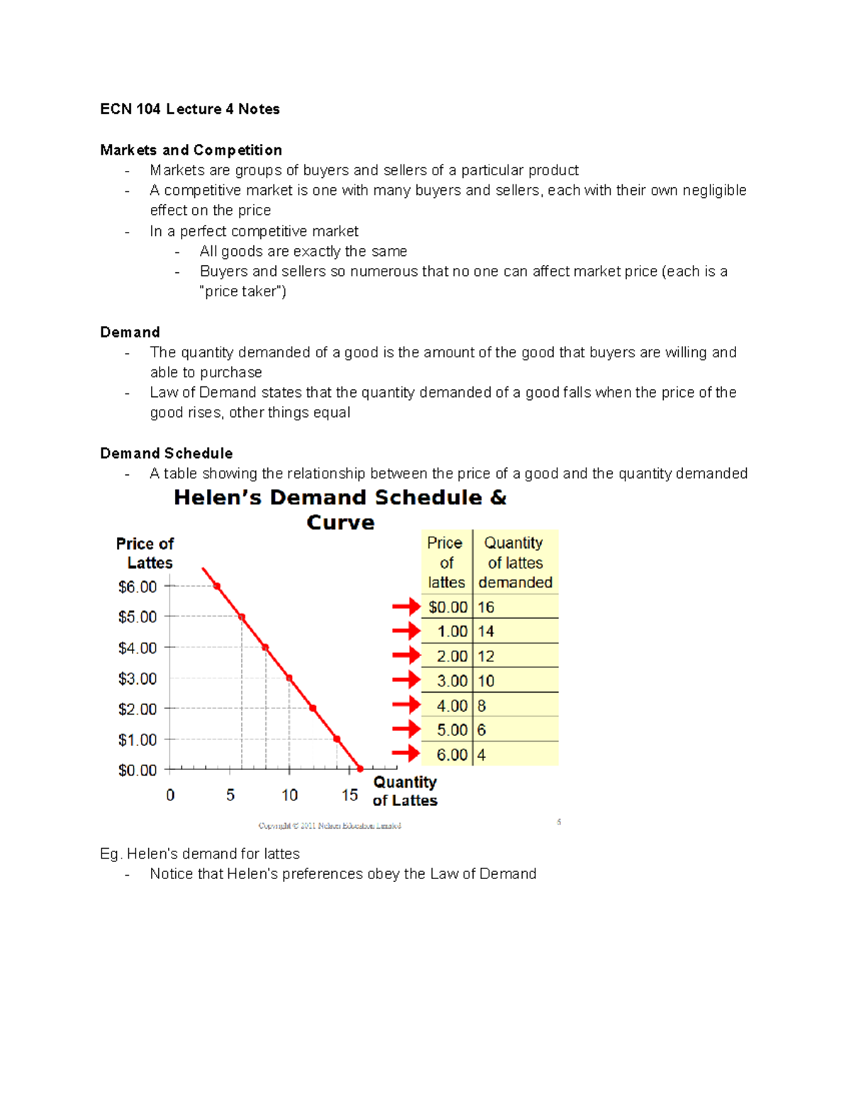 Lecture 4 Notes - ECN 104 Lecture 4 Notes Markets and Competition ...