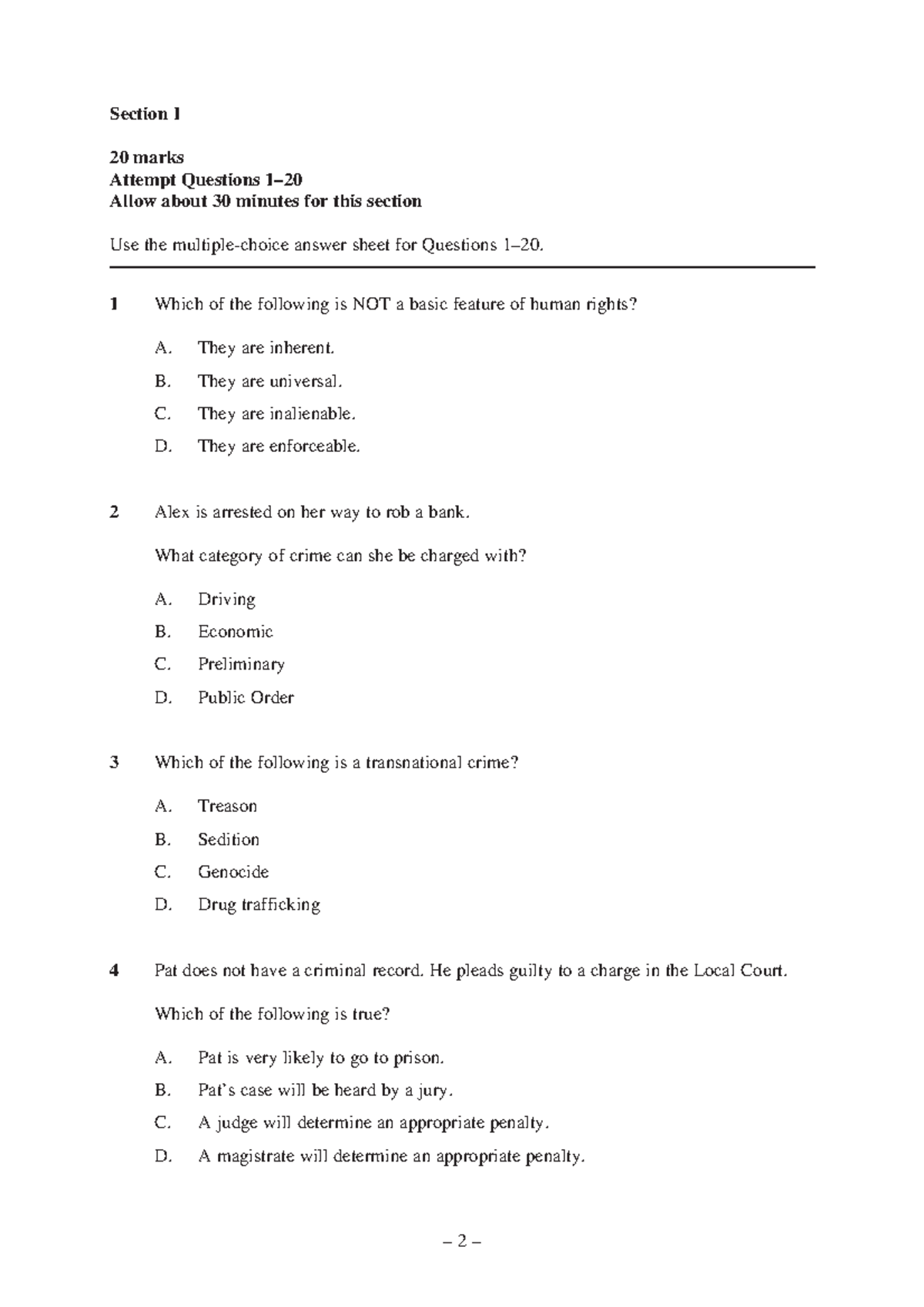 Legal Studies 101: MC Practice Questions for Exam Prep - Studocu