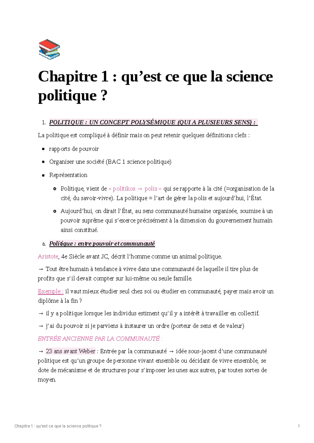 Chapitre 1 : Qu'est-ce que la science politique ? (BAC 1) - Studocu