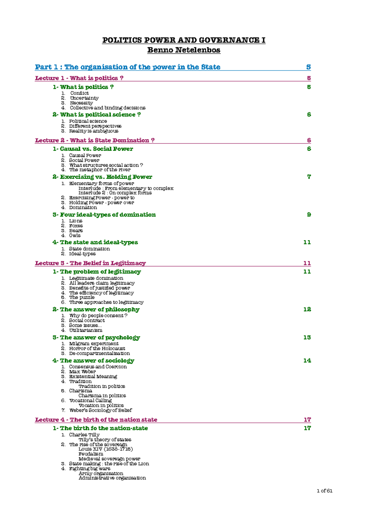 PPGI Lectures - Comprehensive Summary of Politics, Power and Governance ...