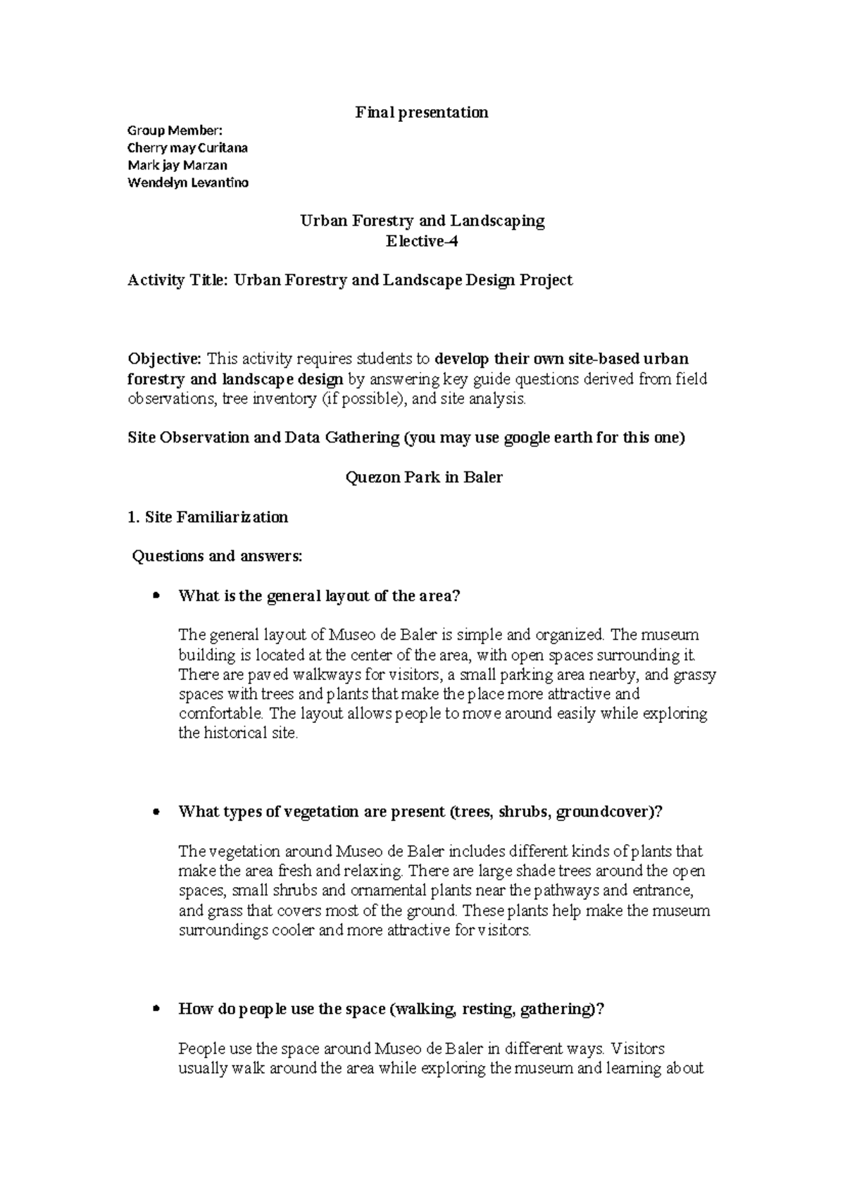 UFL 4.3: Urban Forestry & Landscape Design Project Overview - Studocu