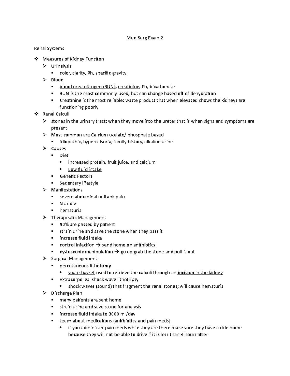 Med Surg Exam 2 - Lecture Notes on Kidney & Endocrine Systems - Studocu