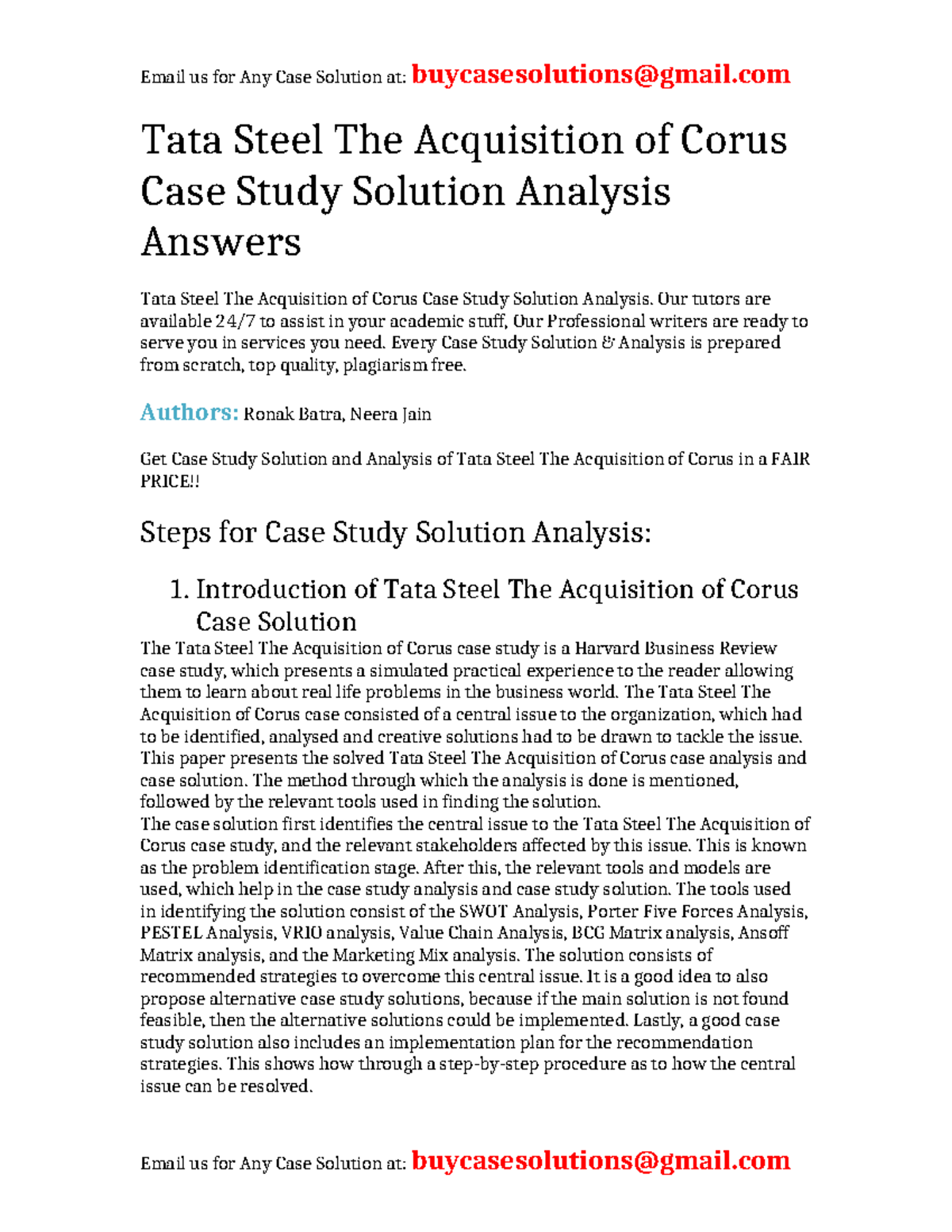 Case Solution & Analysis of Tata Steel Acquisition of Corus Case Study ...