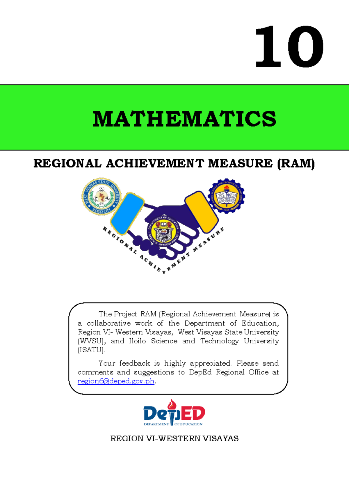 RAM-Mathematics 10 - Diagnostic Test and Review Questions - Studocu