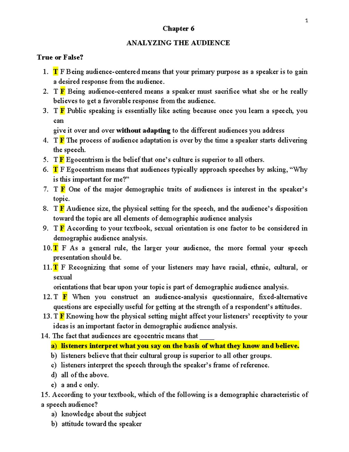 Review Exercise: Chapter 1 - Speaking in Public I - Studocu