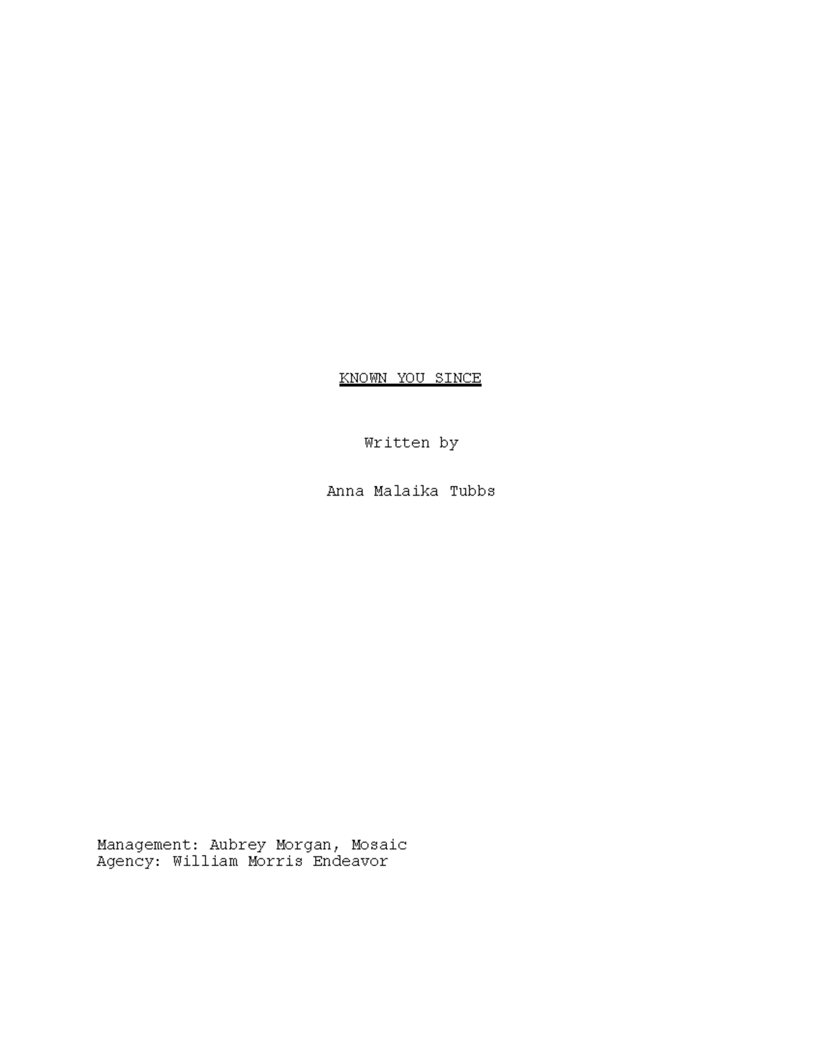 Known You Since - Script Analysis and Insights (Course Code: 0164cb54 ...
