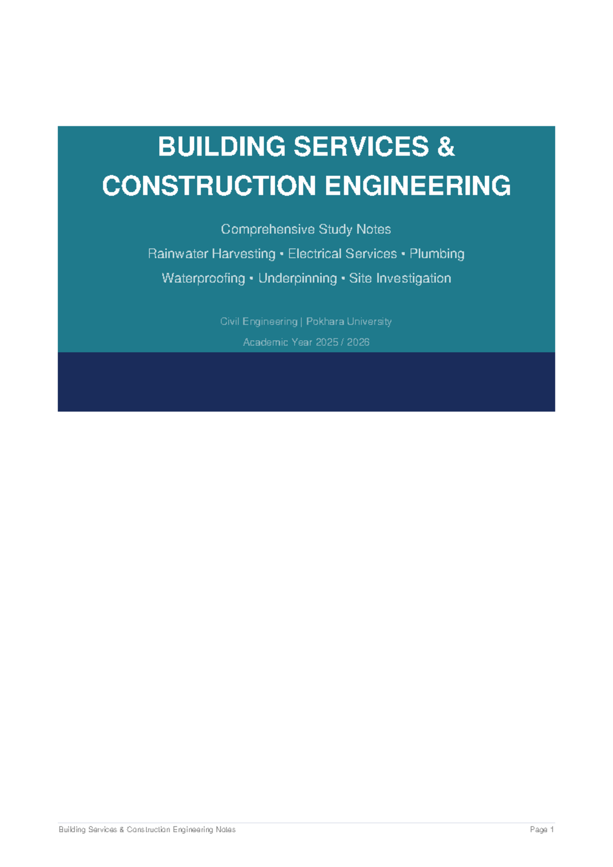 Building Services Construction Engineering Notes (BSC 2025-2026) - Studocu