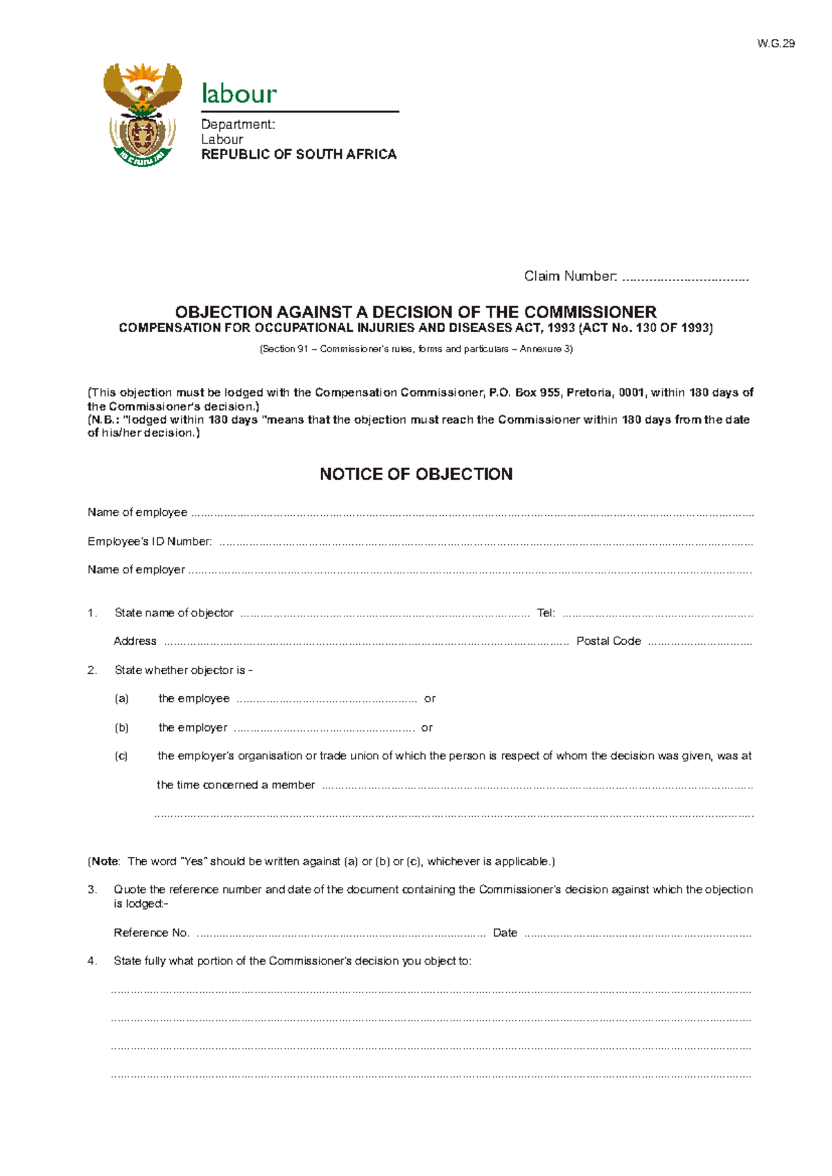 WG29 - Notice of Objection Against Commissioner’s Decision - Studocu