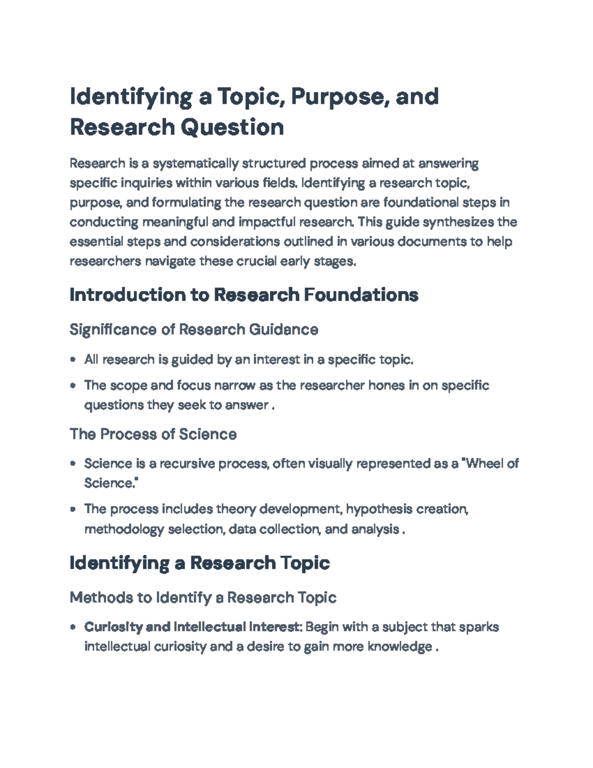 Identifying Research Topics, Purposes, and Questions: A Guide ...