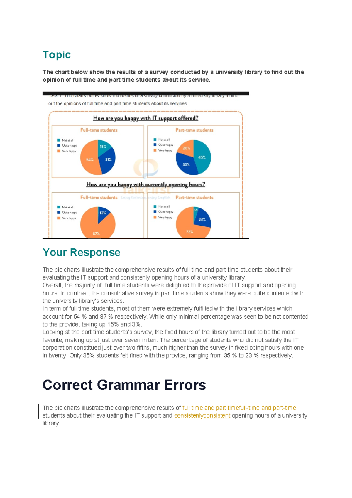 IELTS Writing Task 1 (Academic) - Survey Results Analysis (Score: 5 ...