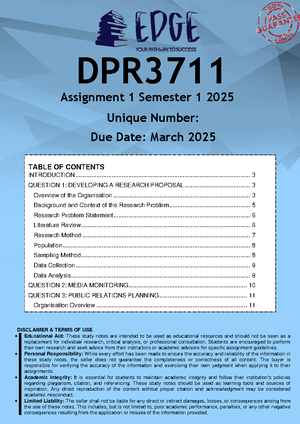 Assignment 1 dpr3711 - COURSE: DIPLOMA OF PUBLIC RELATIONS MODULE CODE ...