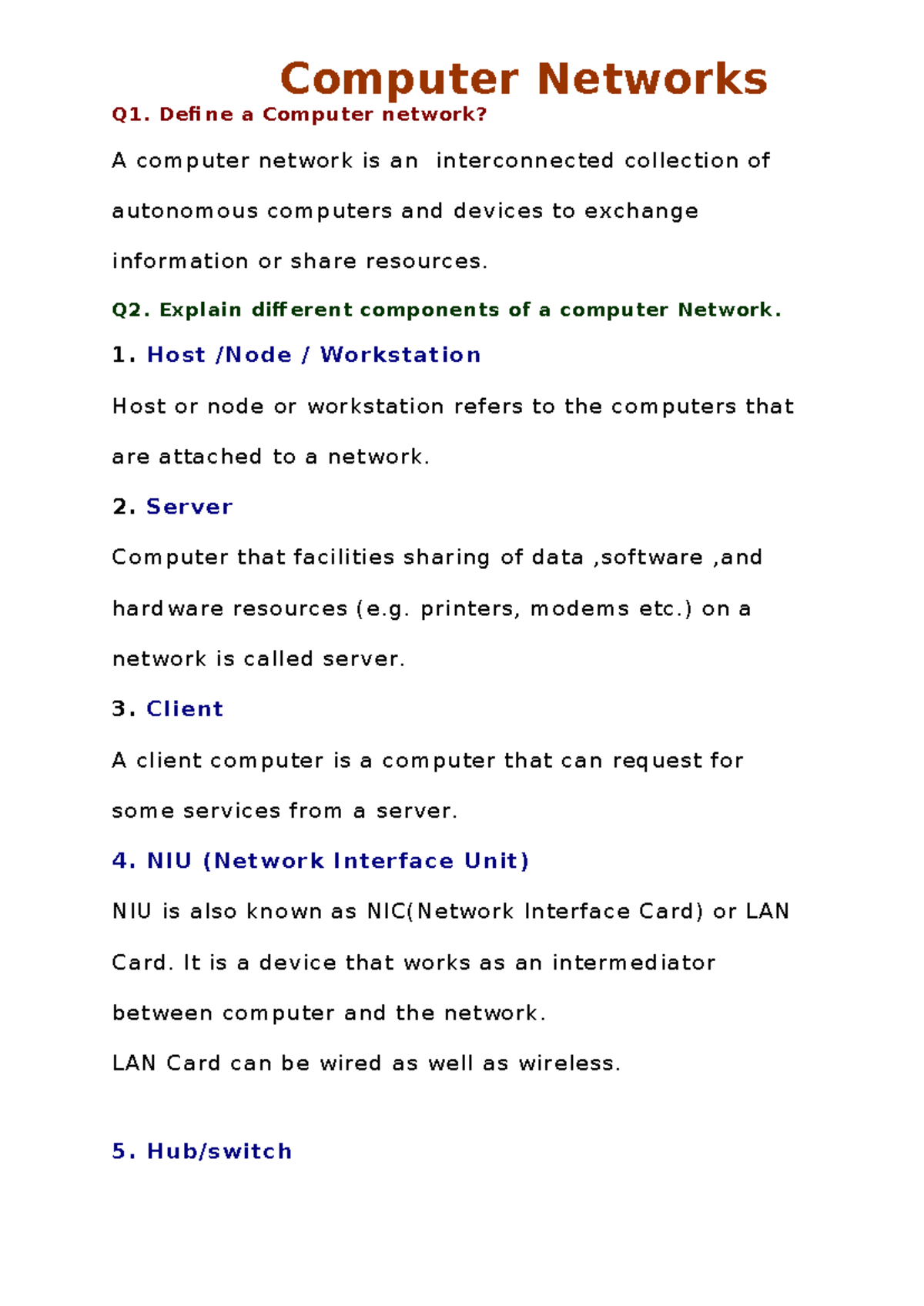 Computer Networks - Practice Notes for Course CN101 - Studocu