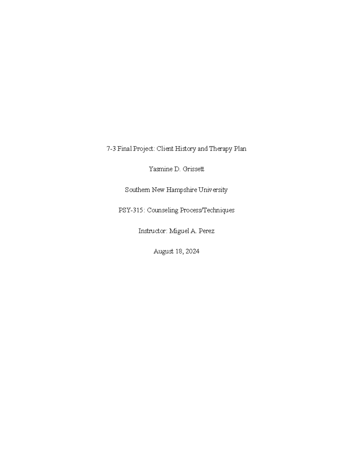 PSY-315 Final Project: Case Study on Shōko Nishimiya's Therapy Plan ...