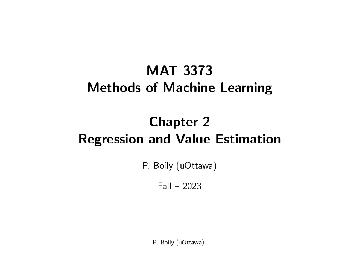 MAT 3373 Final Exam Study Notes: Chapter 1 - Machine Learning 101 - Studocu