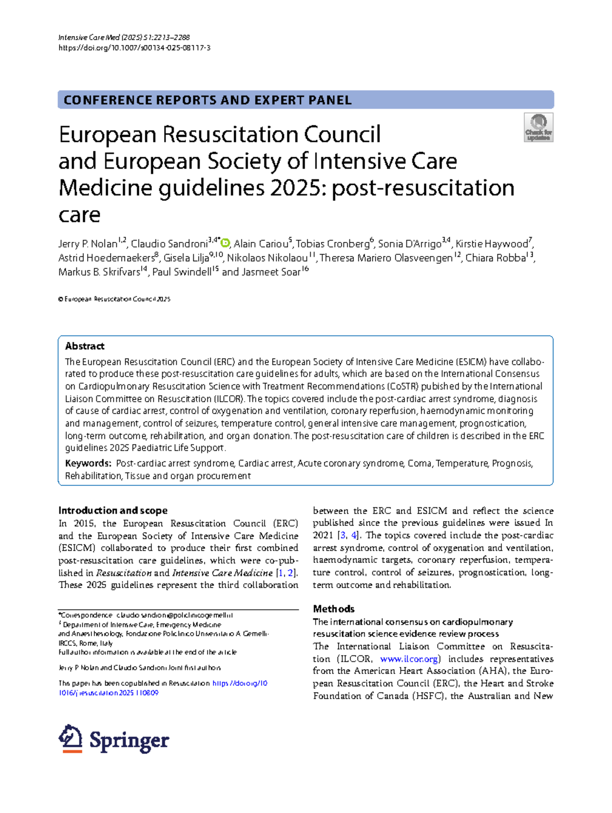 ERC & ESICM 2025 Guidelines: Post-Resuscitation Care Insights - Studocu