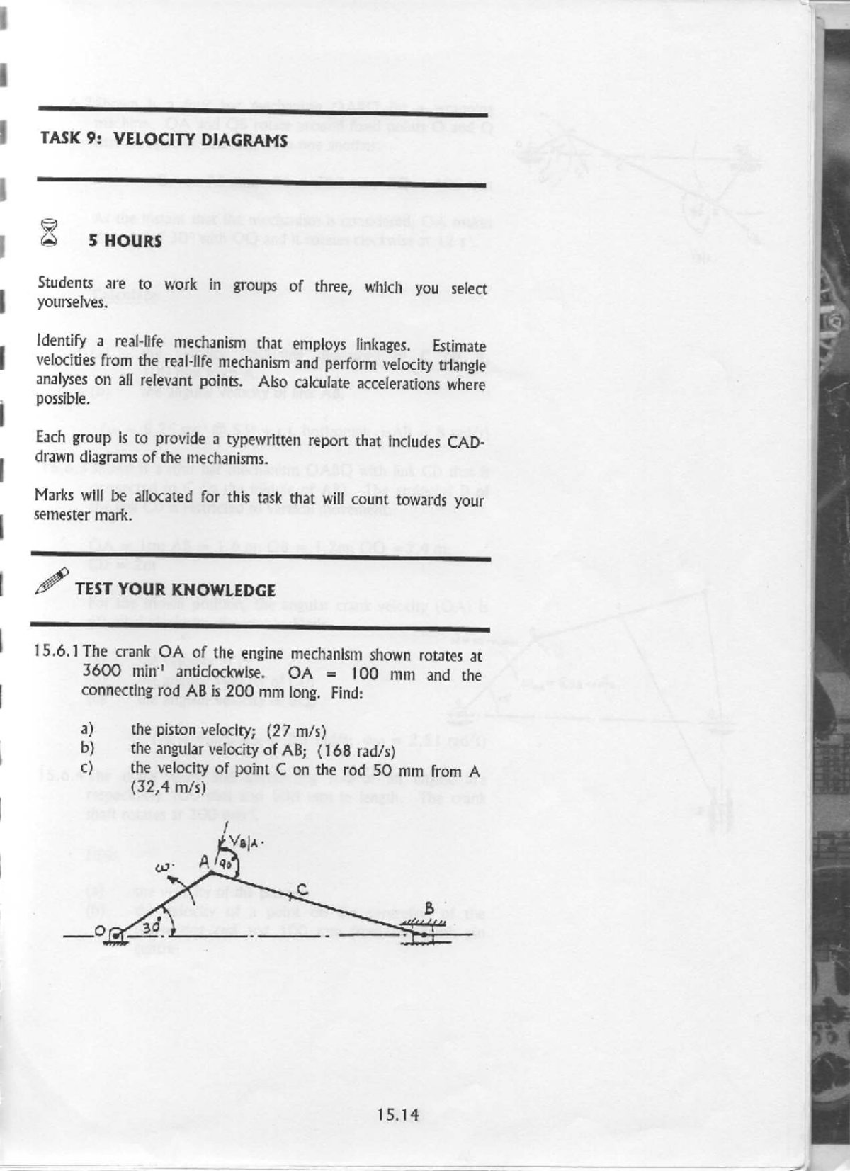 TASK 9: Velocity Diagrams & Mechanism Analysis - Tutorial 4 - Studocu