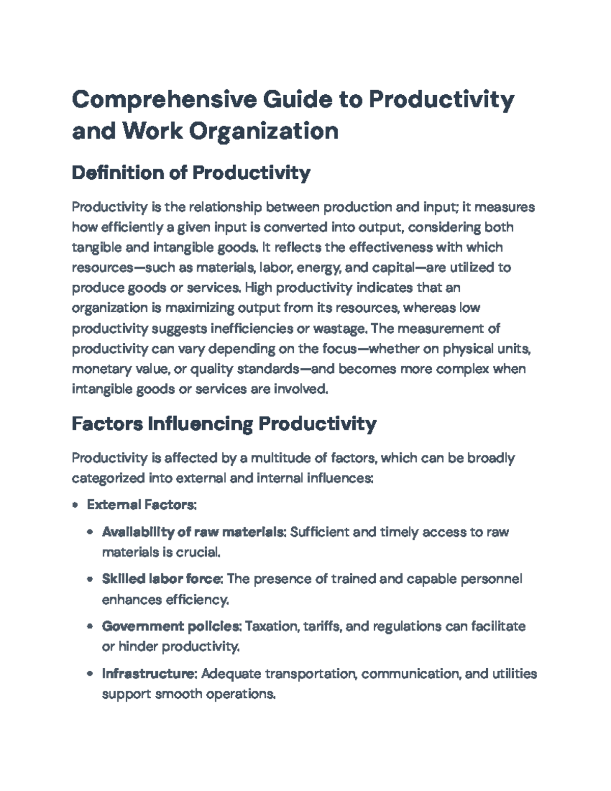 Comprehensive Guide to Productivity & Work Organization (BUS 101) - Studocu
