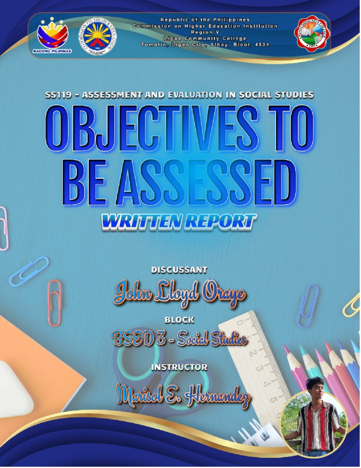 Written Report - Assessment AND Evaluation - I. Learning Objectives At ...