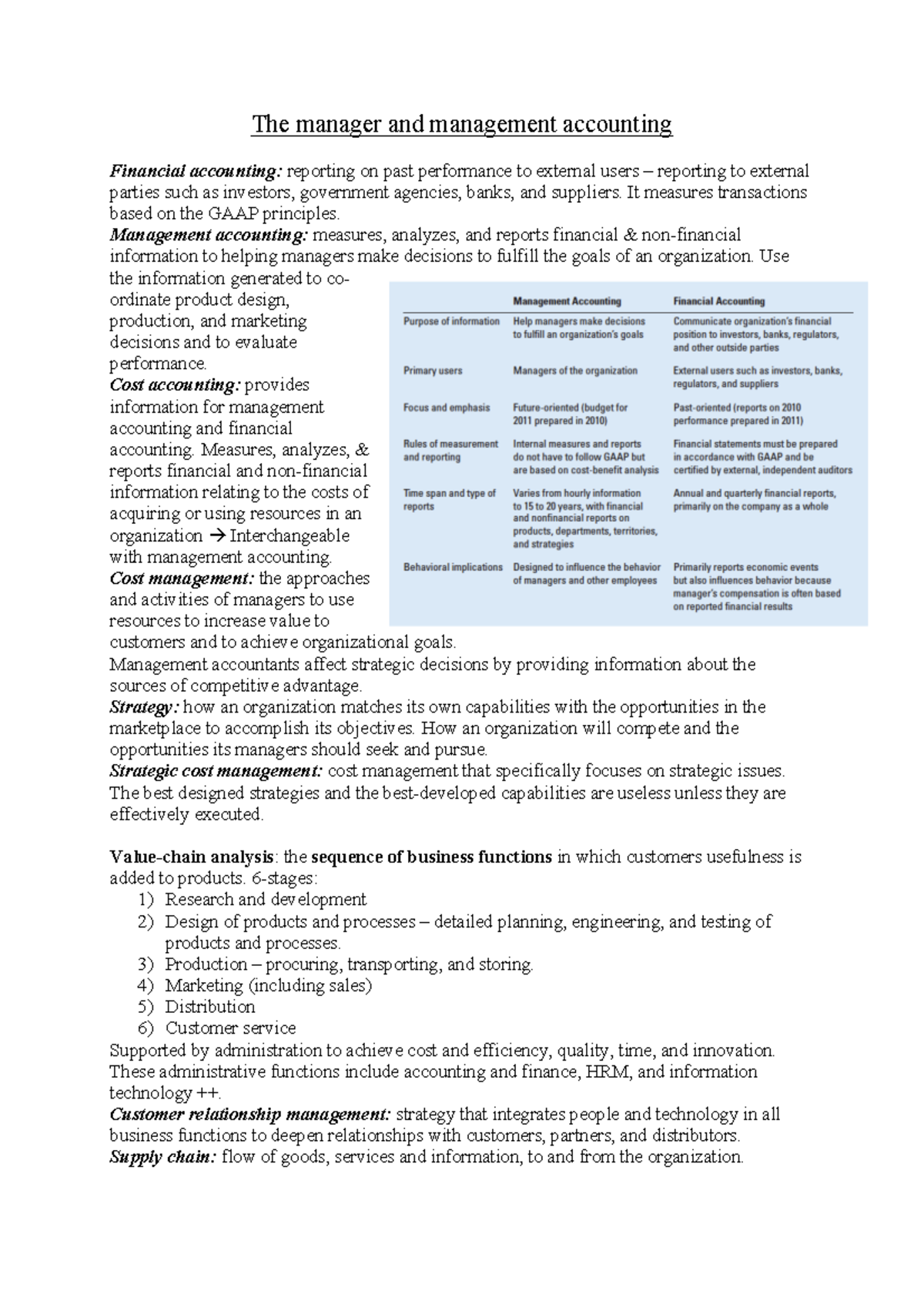 Management Accounting Summary: Key Concepts and Insights - Studeersnel
