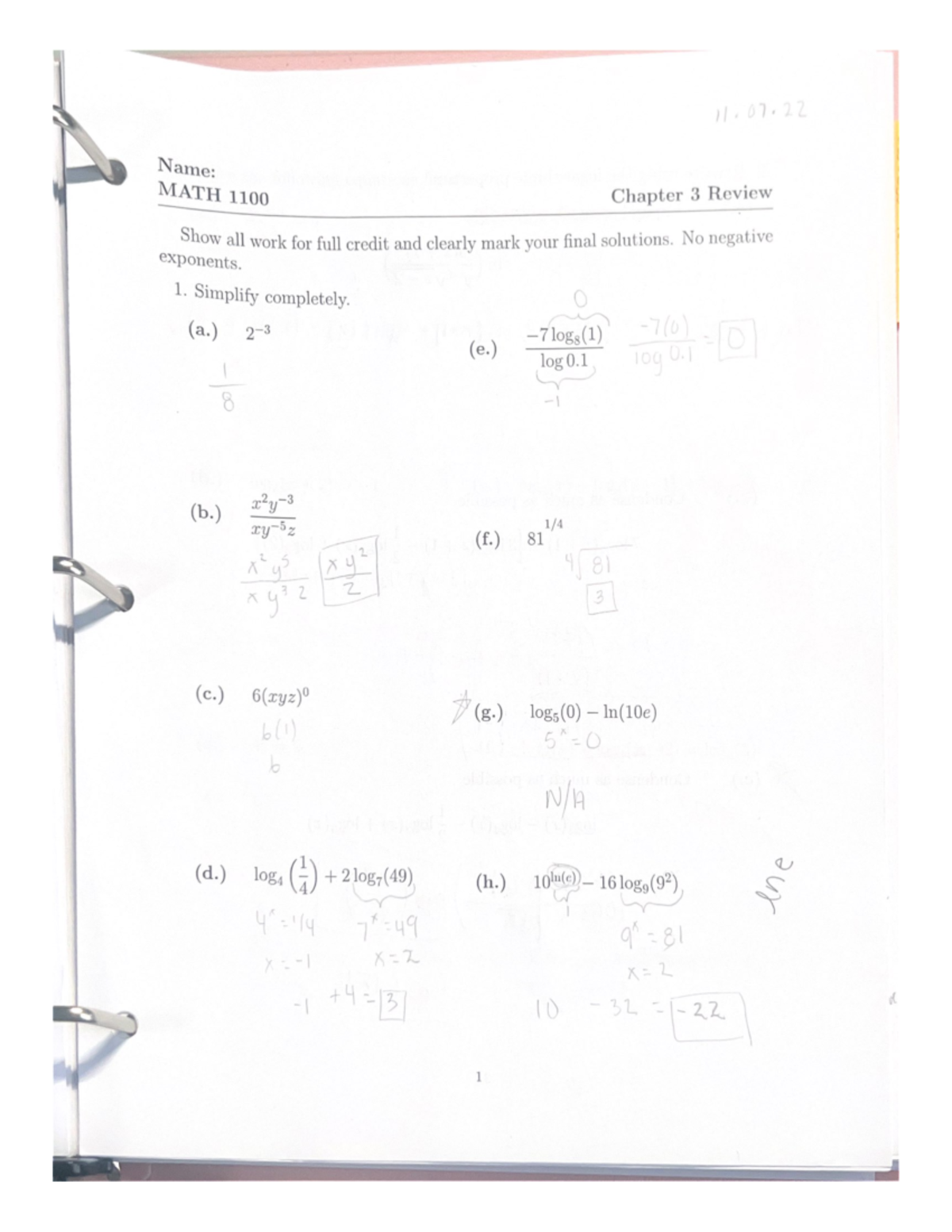 MATH 1100 Final Exam Chapter 3 Review and Solutions - Studocu