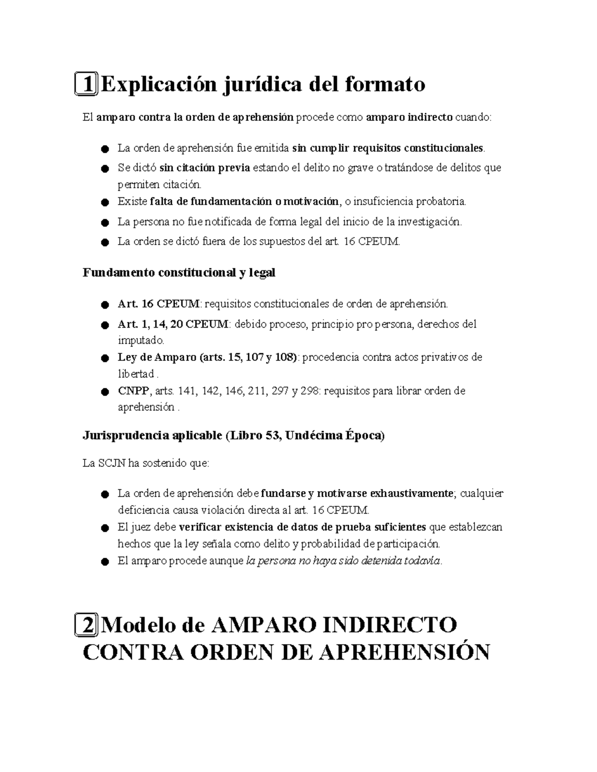 Amparo Indirecto contra Orden de Aprehensión: Análisis Jurídico - Studocu