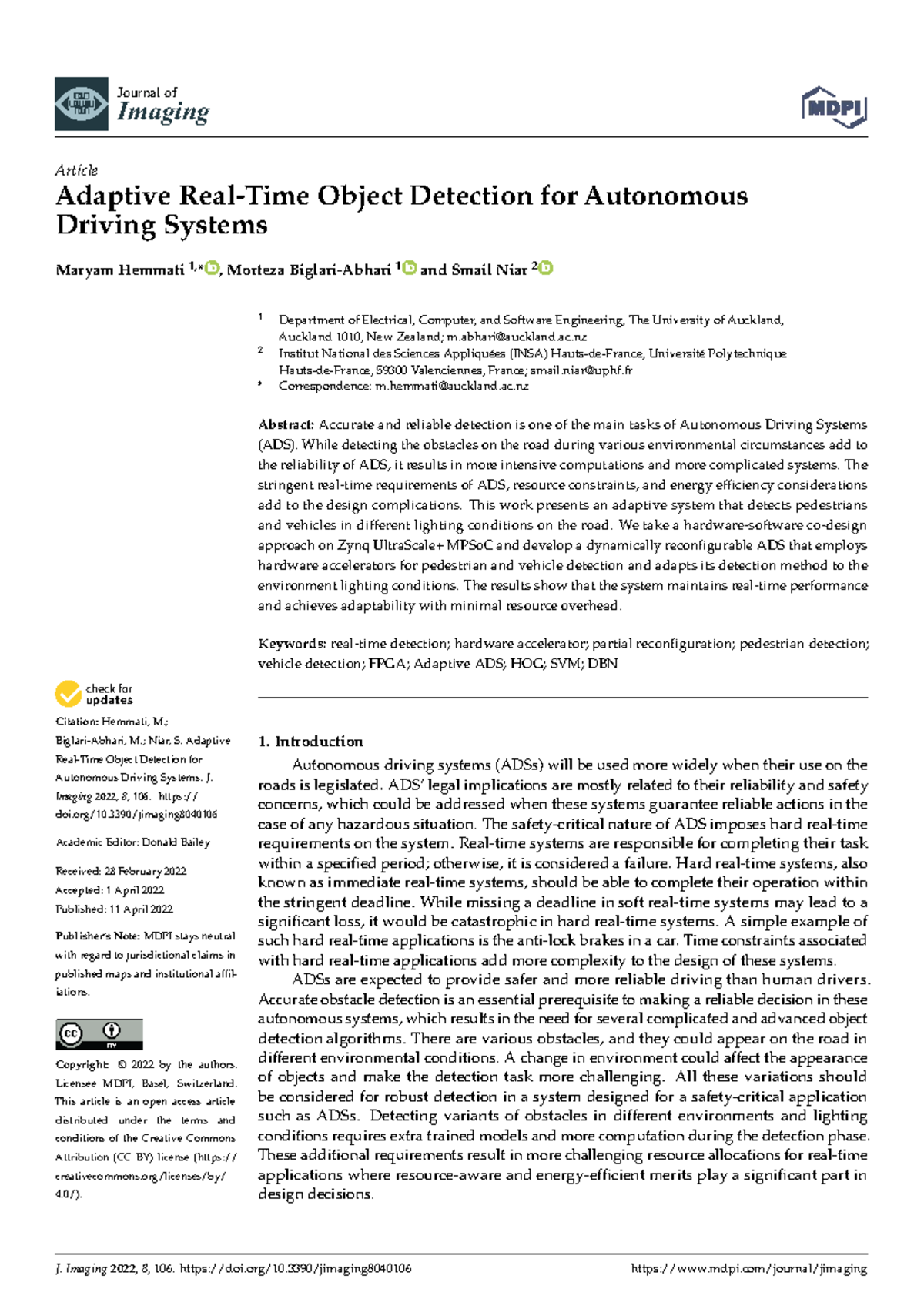 Adaptive Object Detection for ADS: A Study on Zynq MPSoC - Studocu