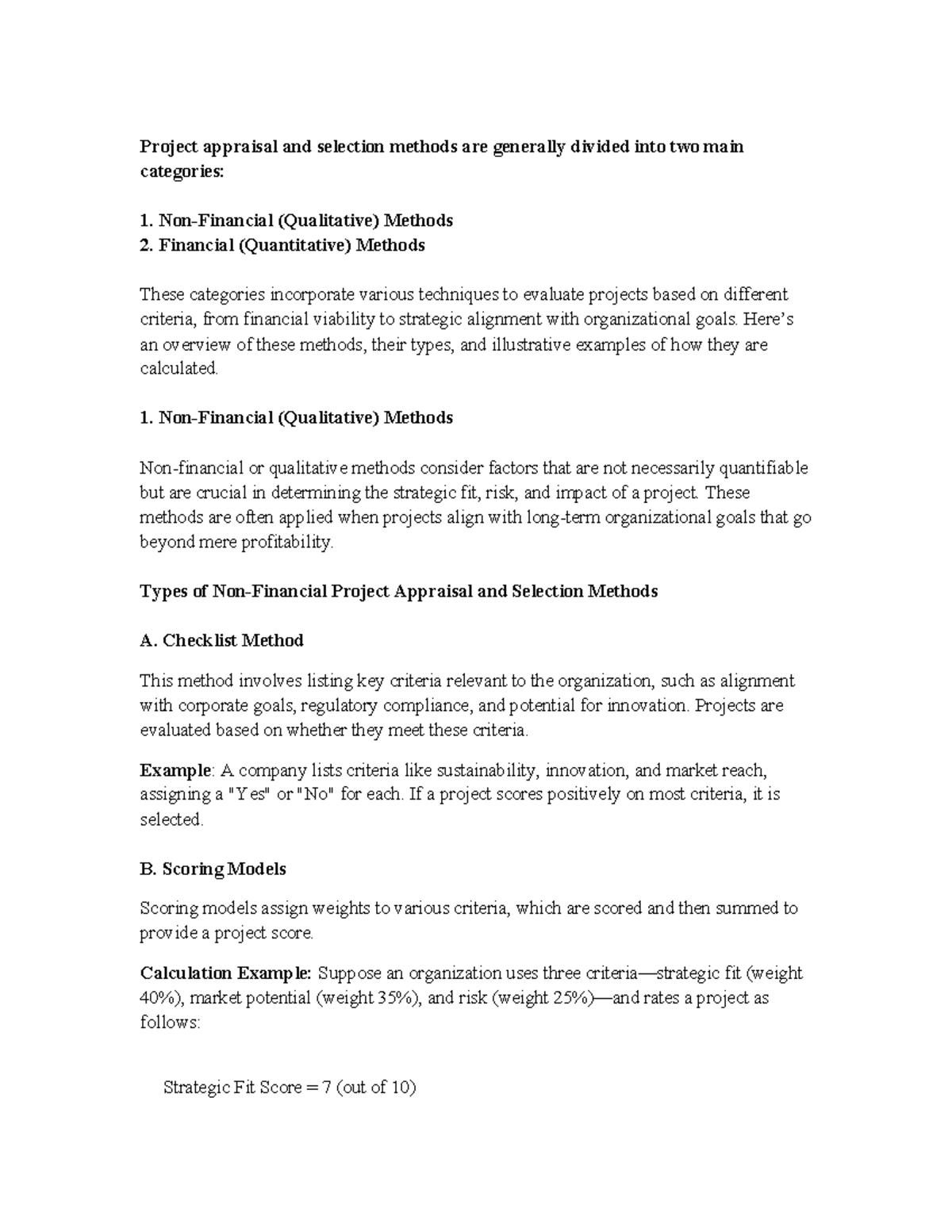 Project Appraisal & Selection Methods: Qualitative vs. Quantitative ...