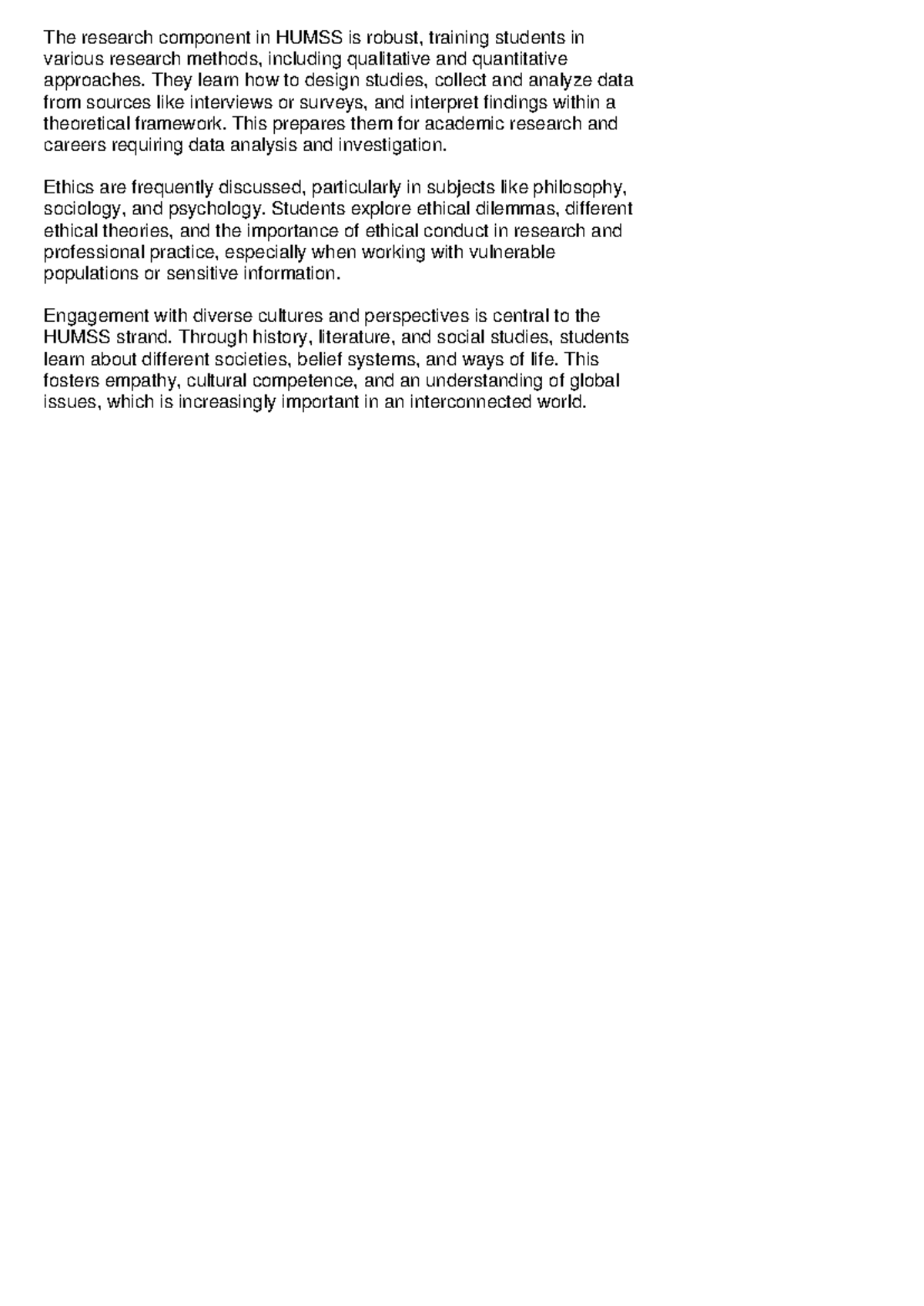 HUMSS Research Methods and Ethics Overview - Studocu
