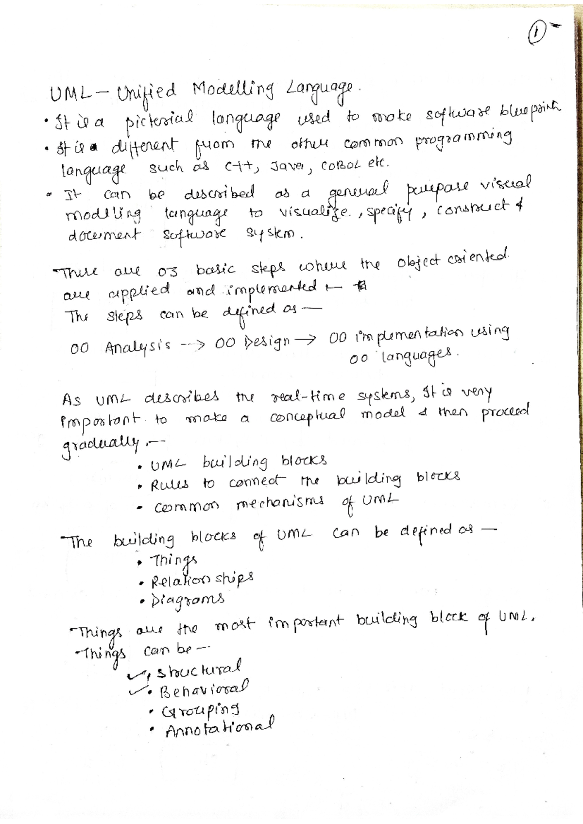 OOSD Unit 2 - nice docss - 1 UML Unified Modelling Language It is a ...