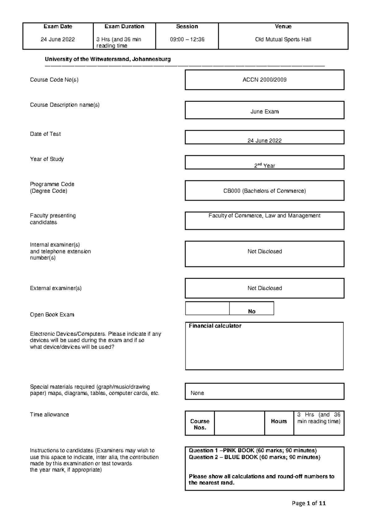 2022 June Exam - ACCN Practice Questions and Guidelines - Studocu