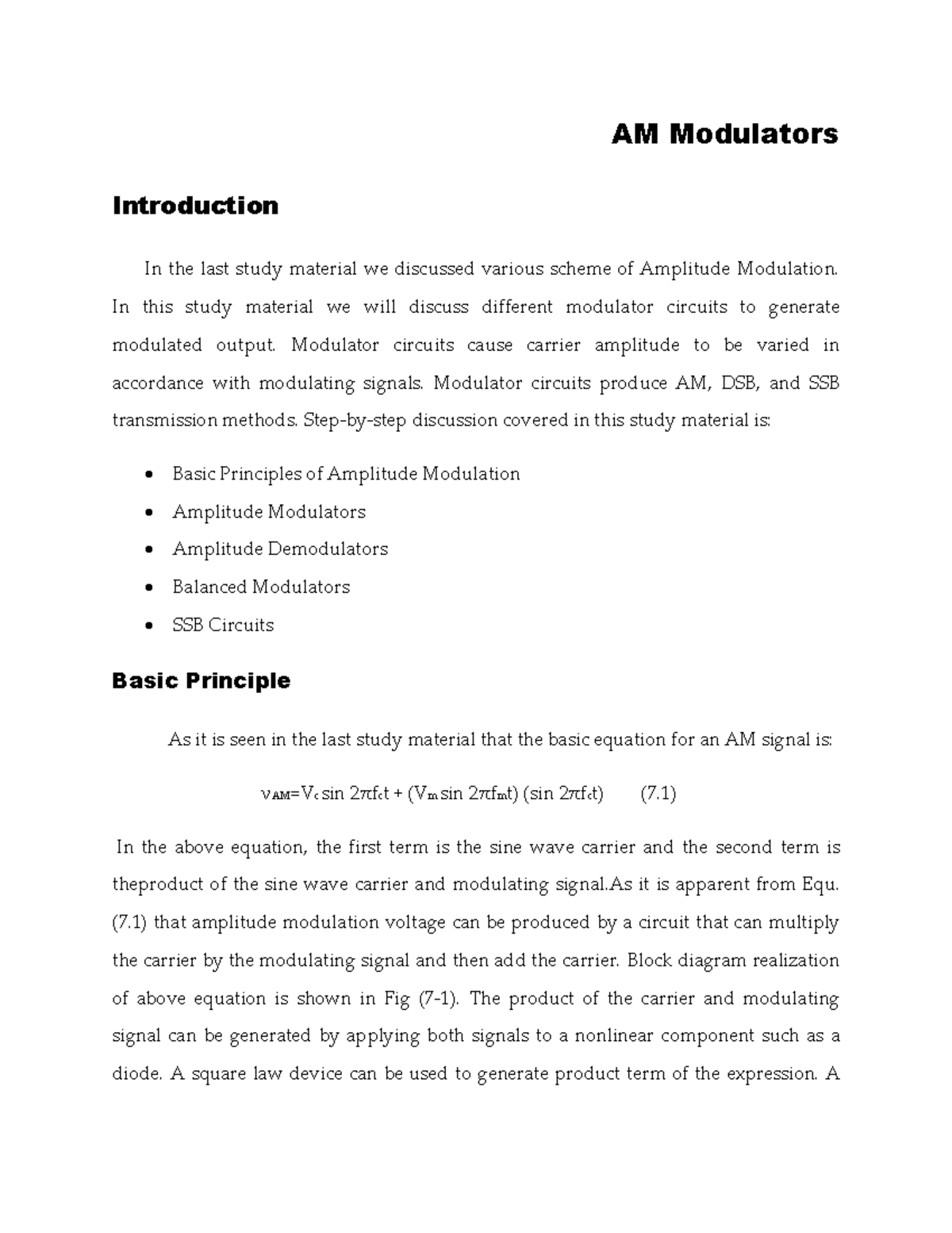 E PS240371: Introduction to Amplitude Modulators and Circuits - Studocu