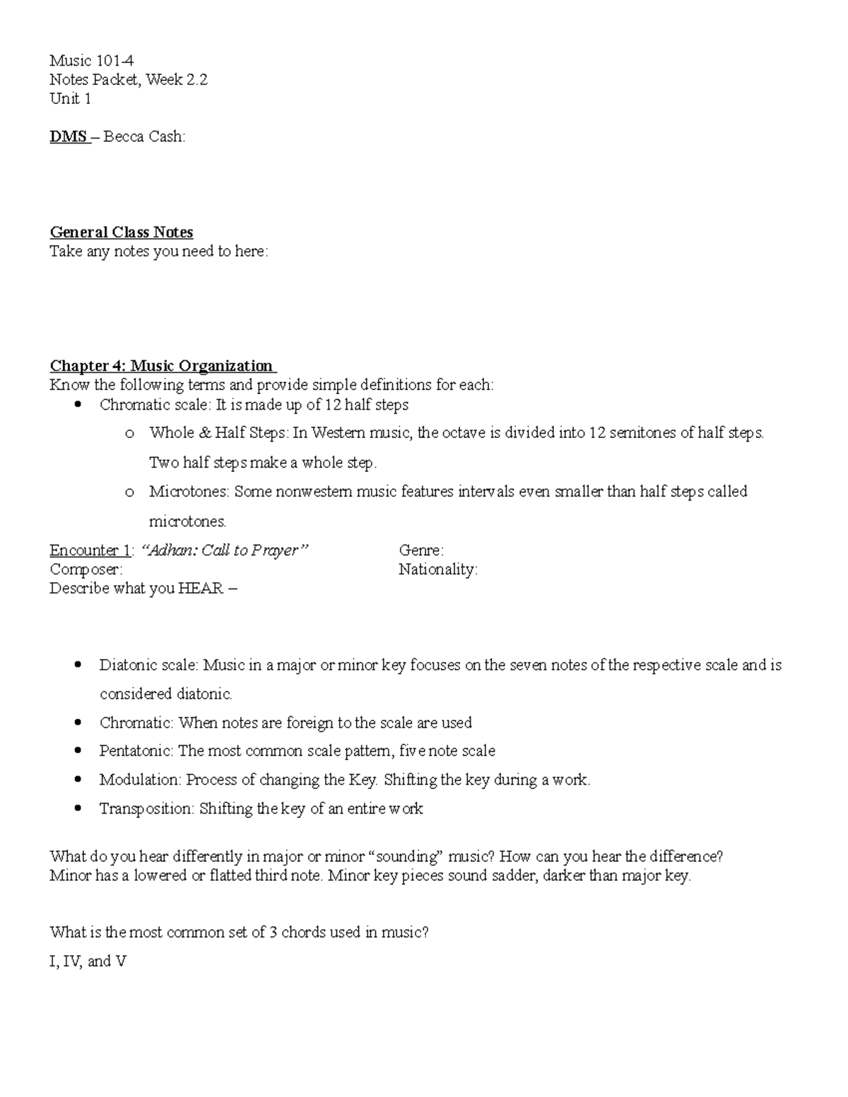 2.2 Notes - Music organization, Personalizing the motet, Mass, - Music ...