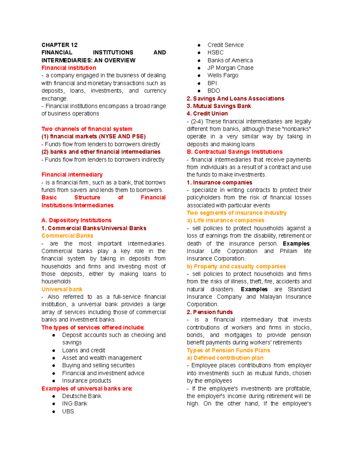 CHAPTER 12: OVERVIEW OF FINANCIAL INSTITUTIONS AND INTERMEDIARIES (FM ...
