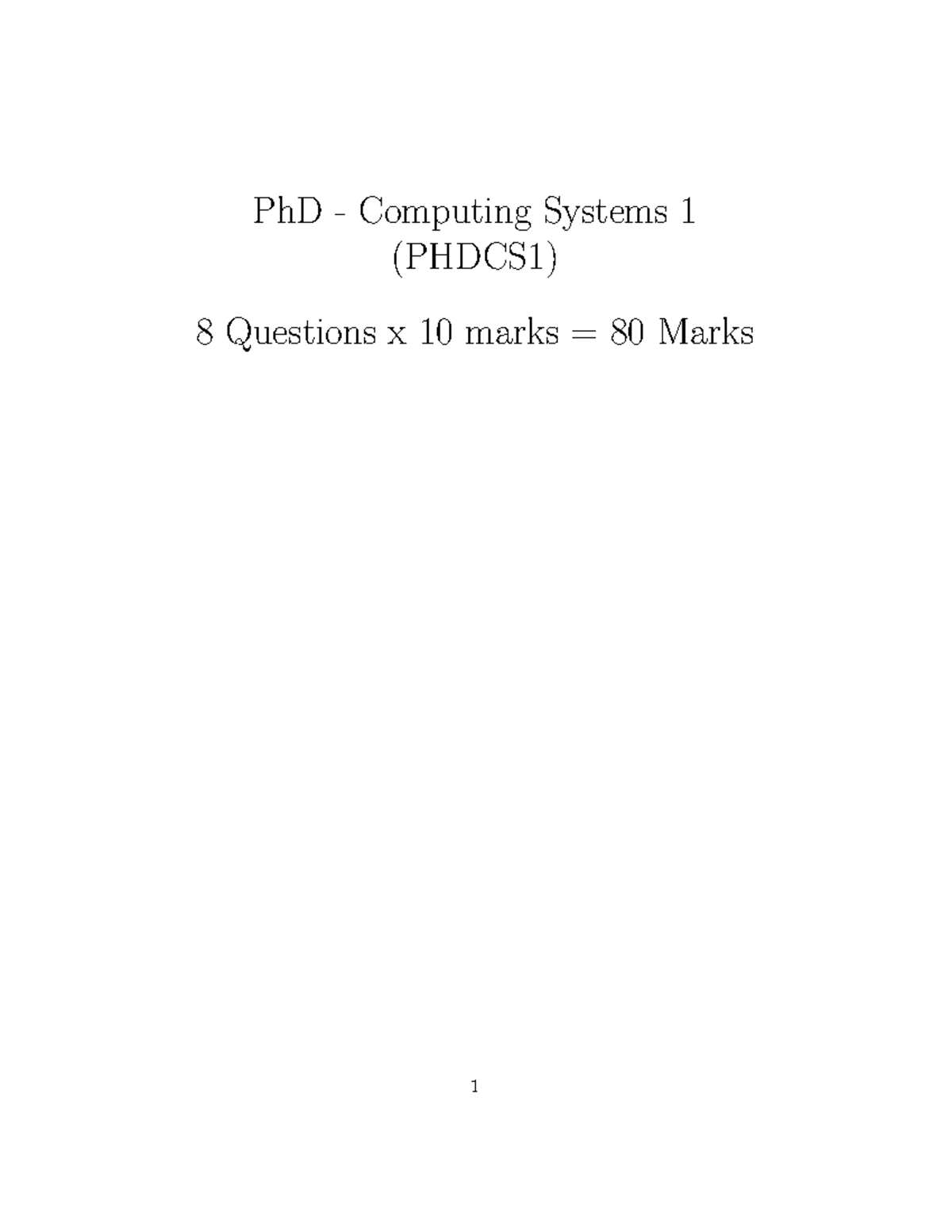 PhD Computing Systems 1 (PHDCS1) Final Exam Questions and Answers - Studocu