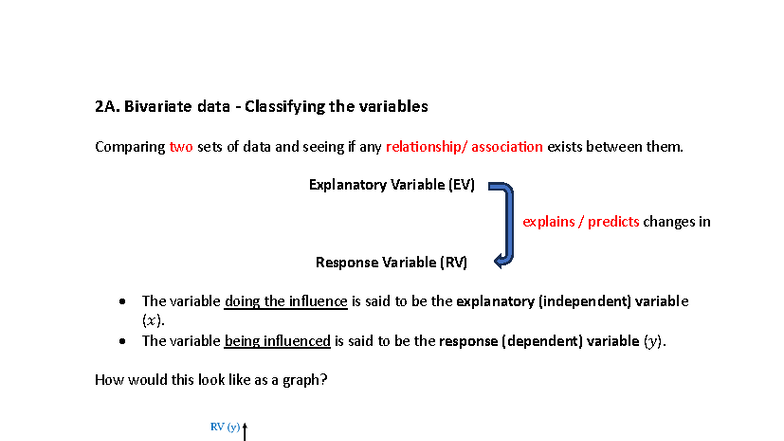 2A - Bivariate Data: Classifying EV & RV Relationships - Studocu