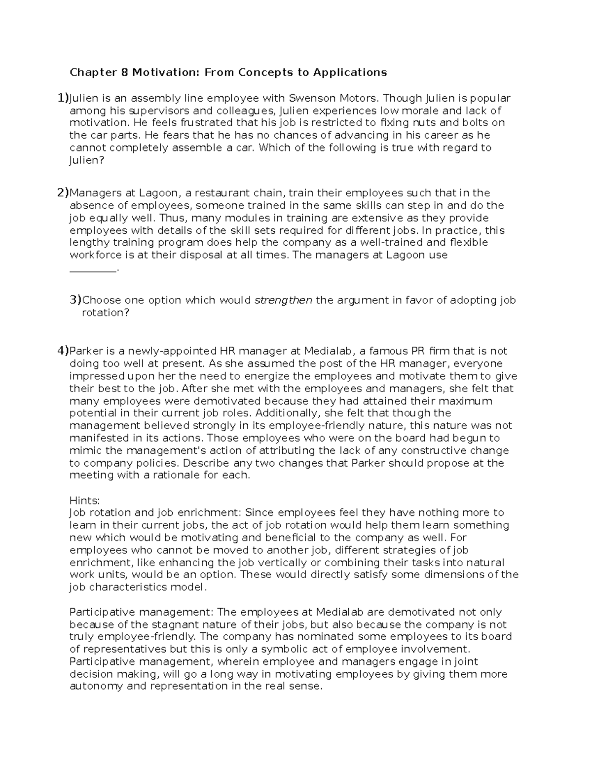 Final Exam Practice: Motivation & Organizational Behavior Insights ...