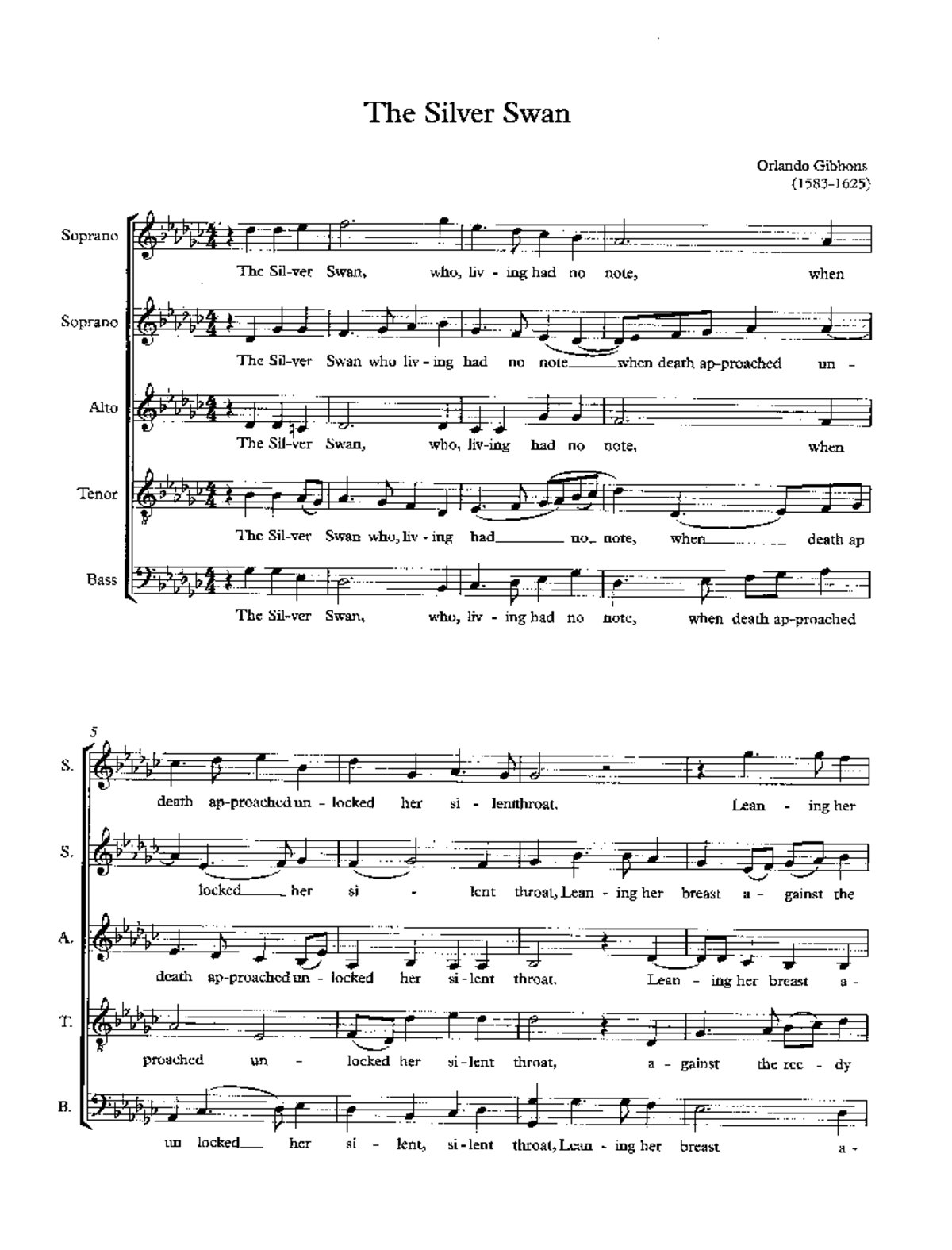 The Silver Swan - All-State Soprano & Alto Notes - Studocu