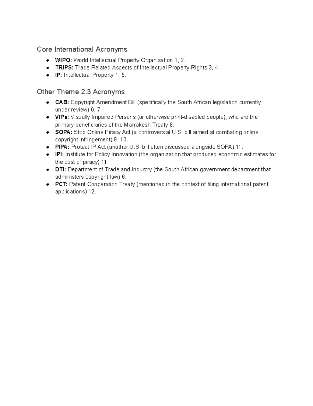 Intellectual Property Acronyms and Terminology Guide - Studocu