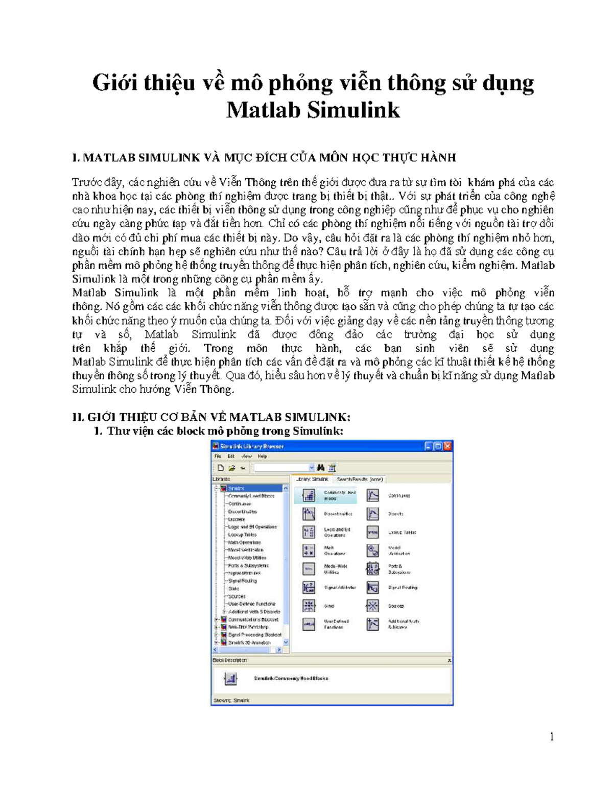 Bài 1: Thực Hành Mô Phỏng Viễn Thông Sử Dụng MATLAB Simulink - Studocu