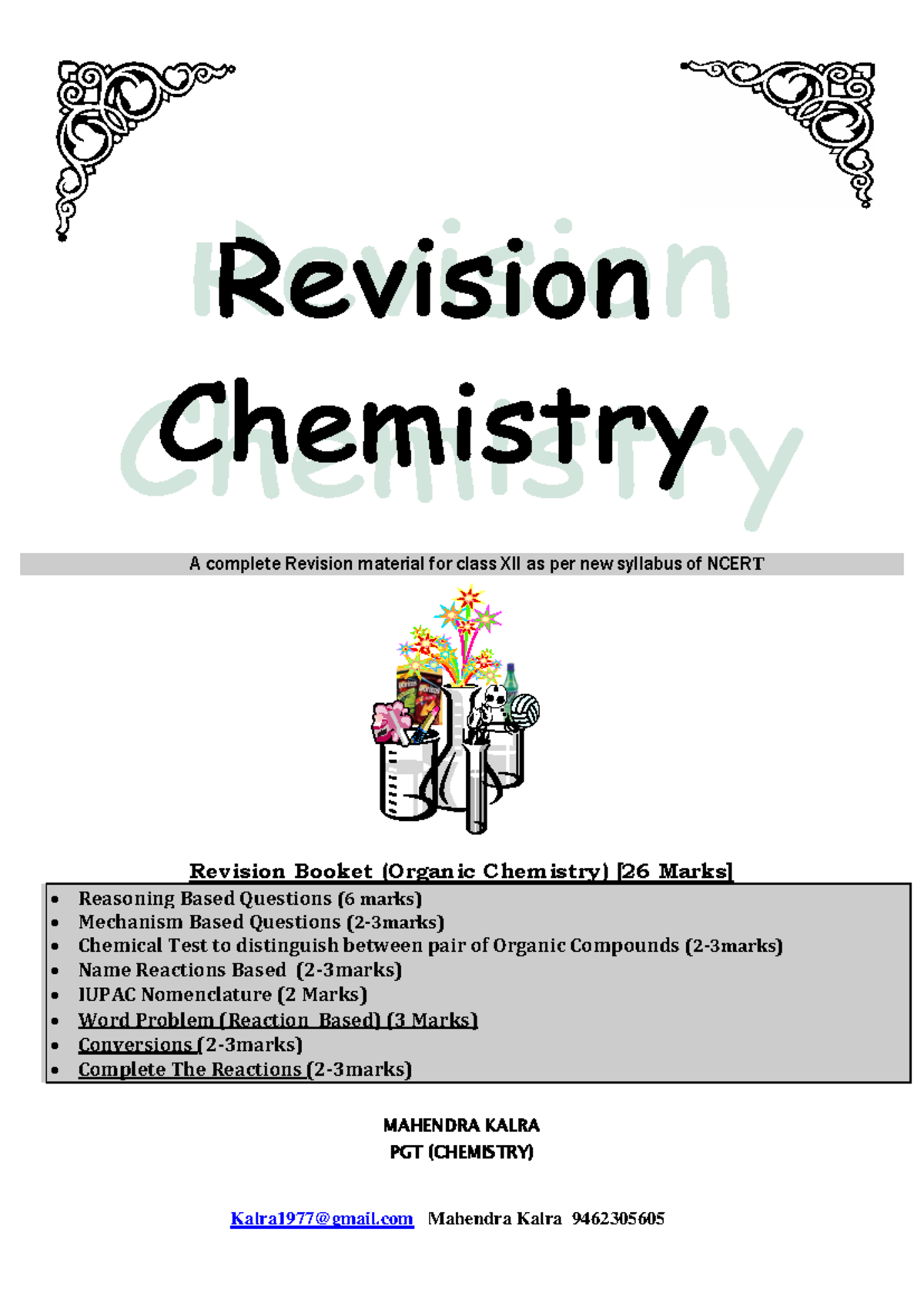 Revision Booklet: Organic Chemistry for Class XII (NCERT Syllabus ...
