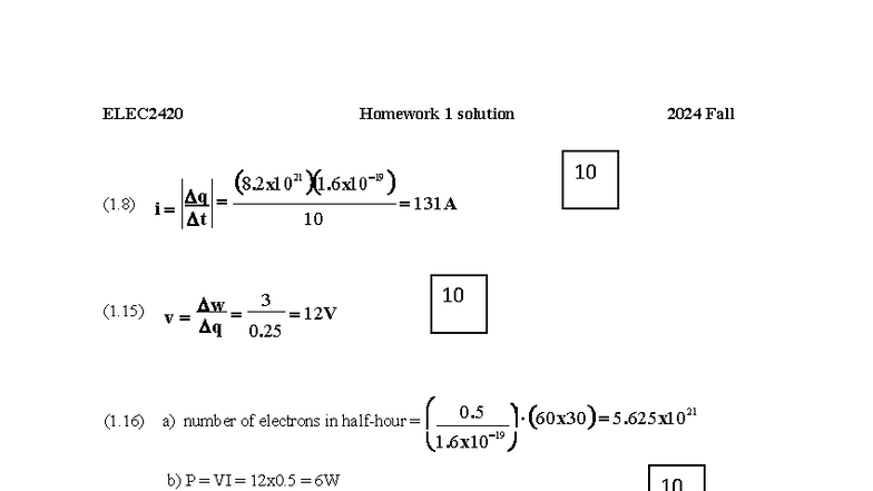 ELEC2420 HW1 solution - ELEC2420 Homework 1 solution 2024 Fall (1) i q ...